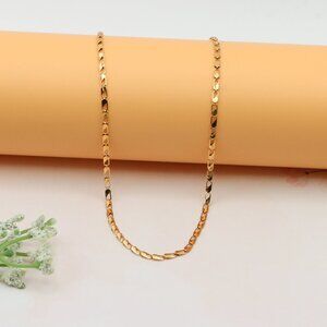 Rose Gold Plated Flat Link Brass Chain Necklace for Women, XPNL0257